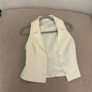 Meshki Cream Tailored Sleeveless Blazer Vest